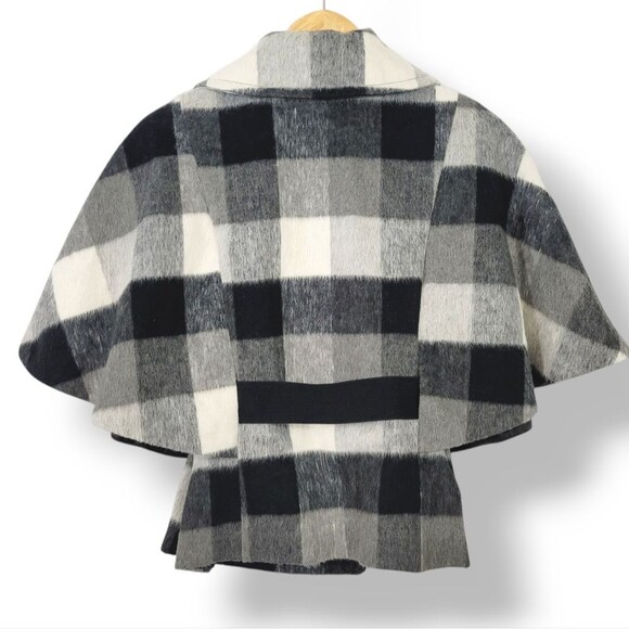 ALYX Wool Blend Buffalo Plaid Belted Capelet Cape Jacket in Black Size Small - Picture 3 of 13